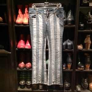 Striped denim flares